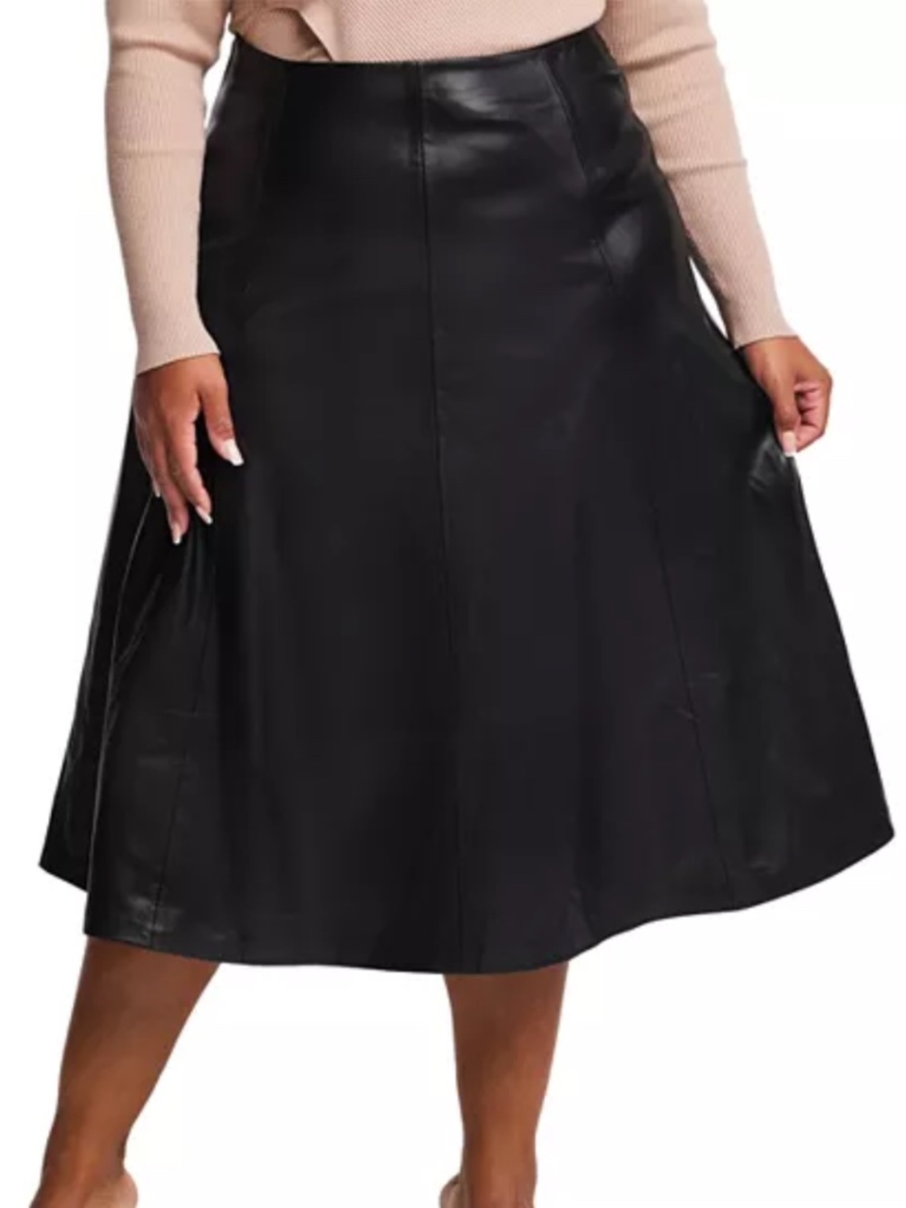 Estelle Plus 🇦🇺 2X /20W Black Ashdown Faux Leather Midi Skirt A Line NWT